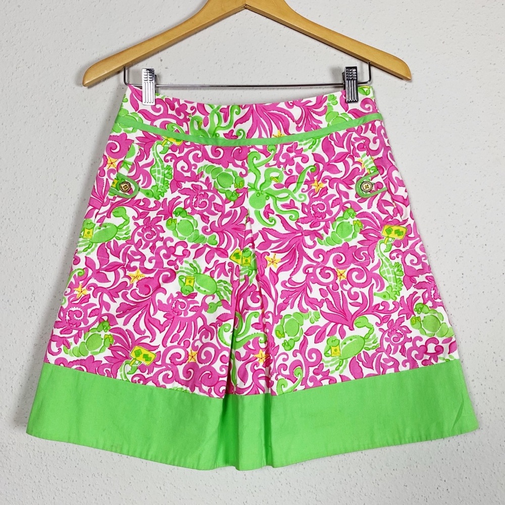 Lilly Pulitzer Pink Green Sea Creatures Skort